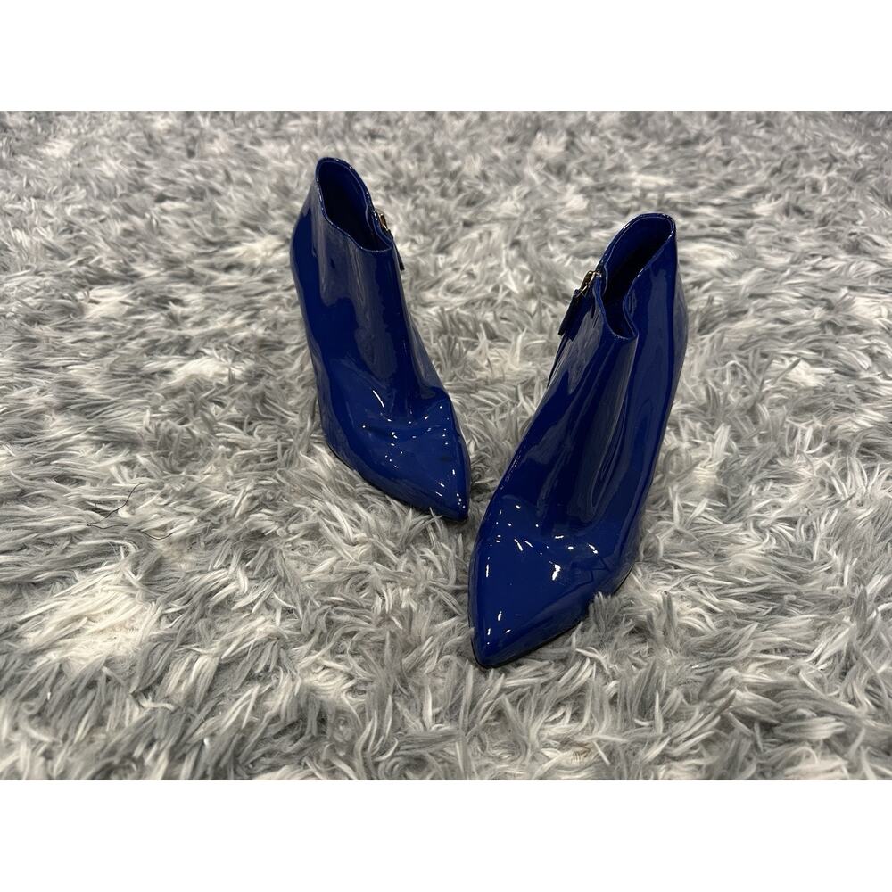 Gucci Blue Patent Leather Pointed Toe Booties 37.5 - Picture 2 of 11